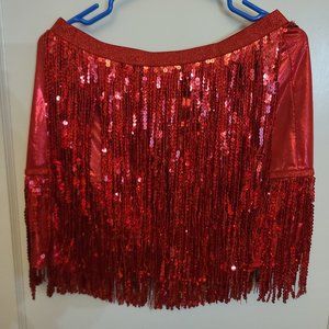 Red sequin skirt